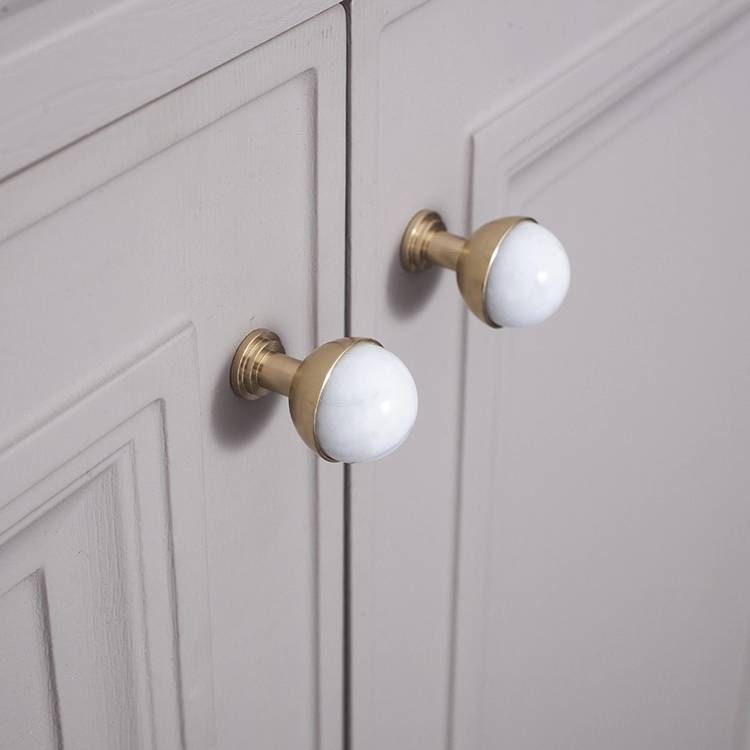 Semi precious stone ball and brass egg cup drawer handle/marble ball and brass cabinet handle/stone furniture hardware/gemstone door knob