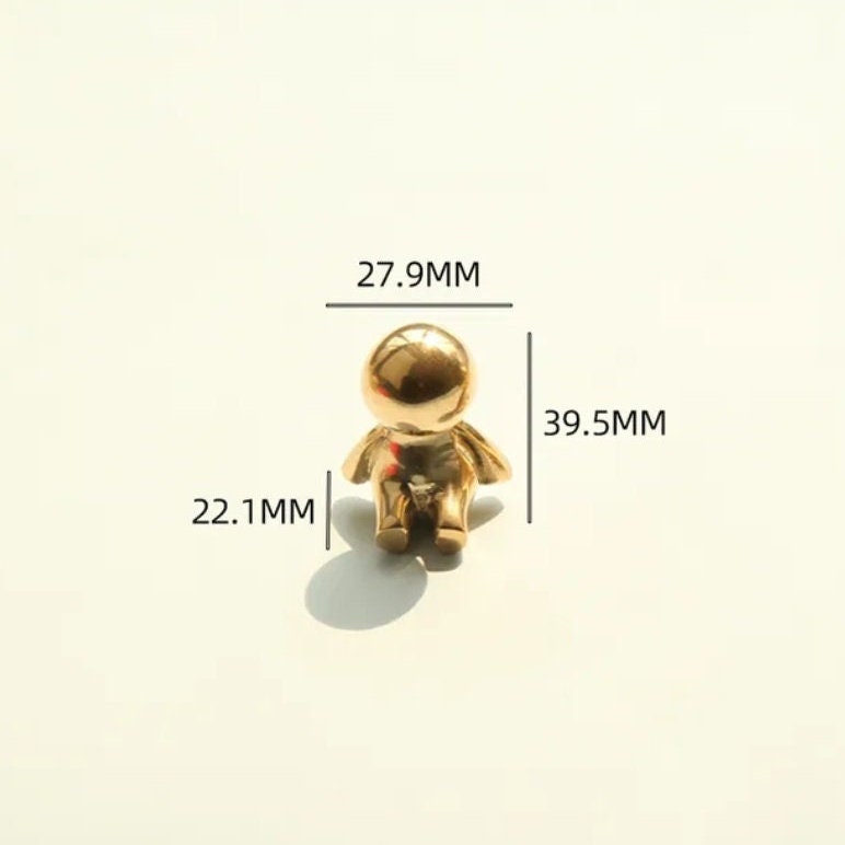 Gold brass man cabinet handle/Small man shaped door handle/Cartoon shaped figurine drawer handle/Child shaped brass furniture hardware