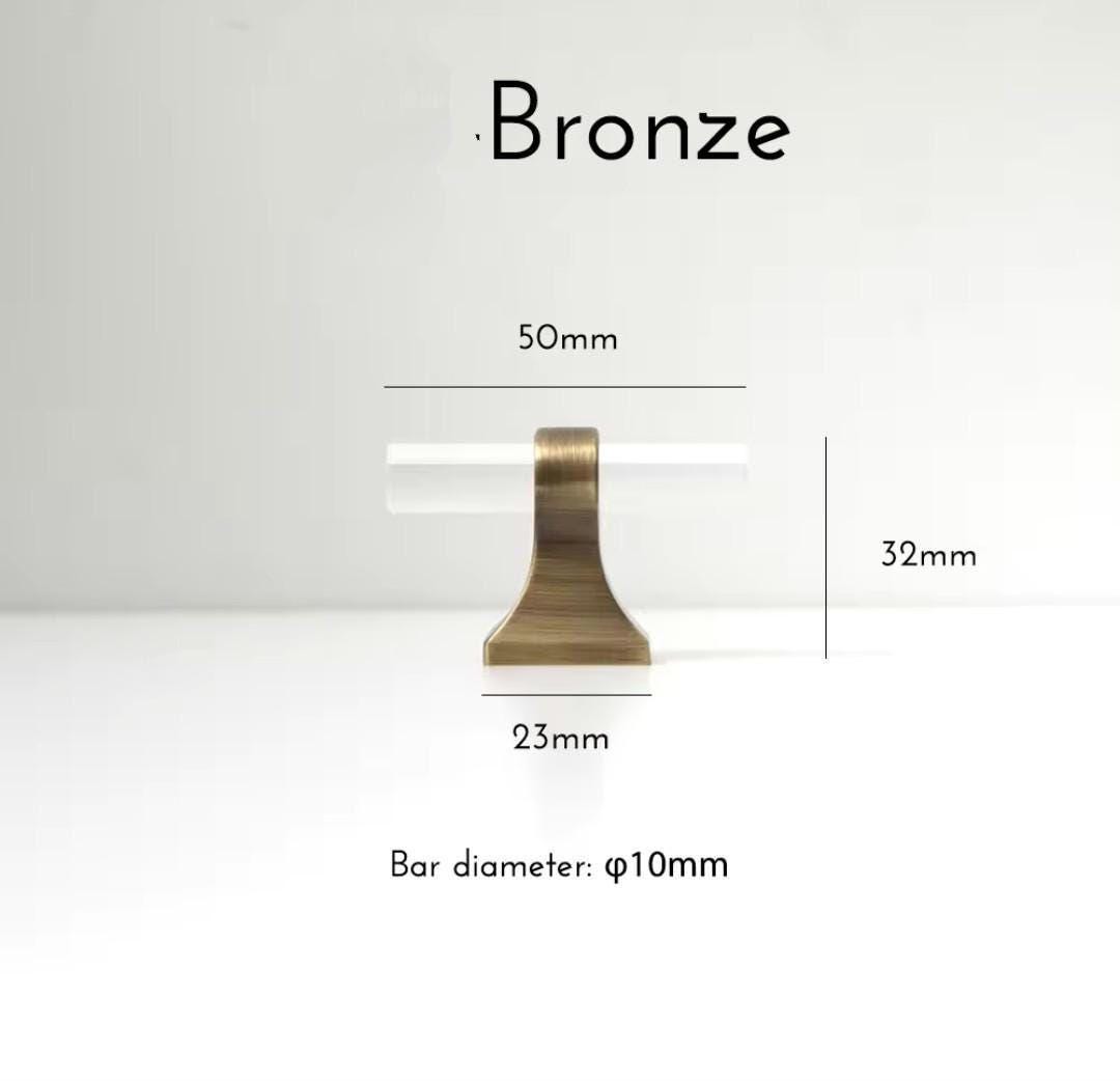 Aged brass and clear lucite cabinet bar pull handle/Acrylic drawer handle/lucite furniture hardware/brass transparent resin cabinet handle