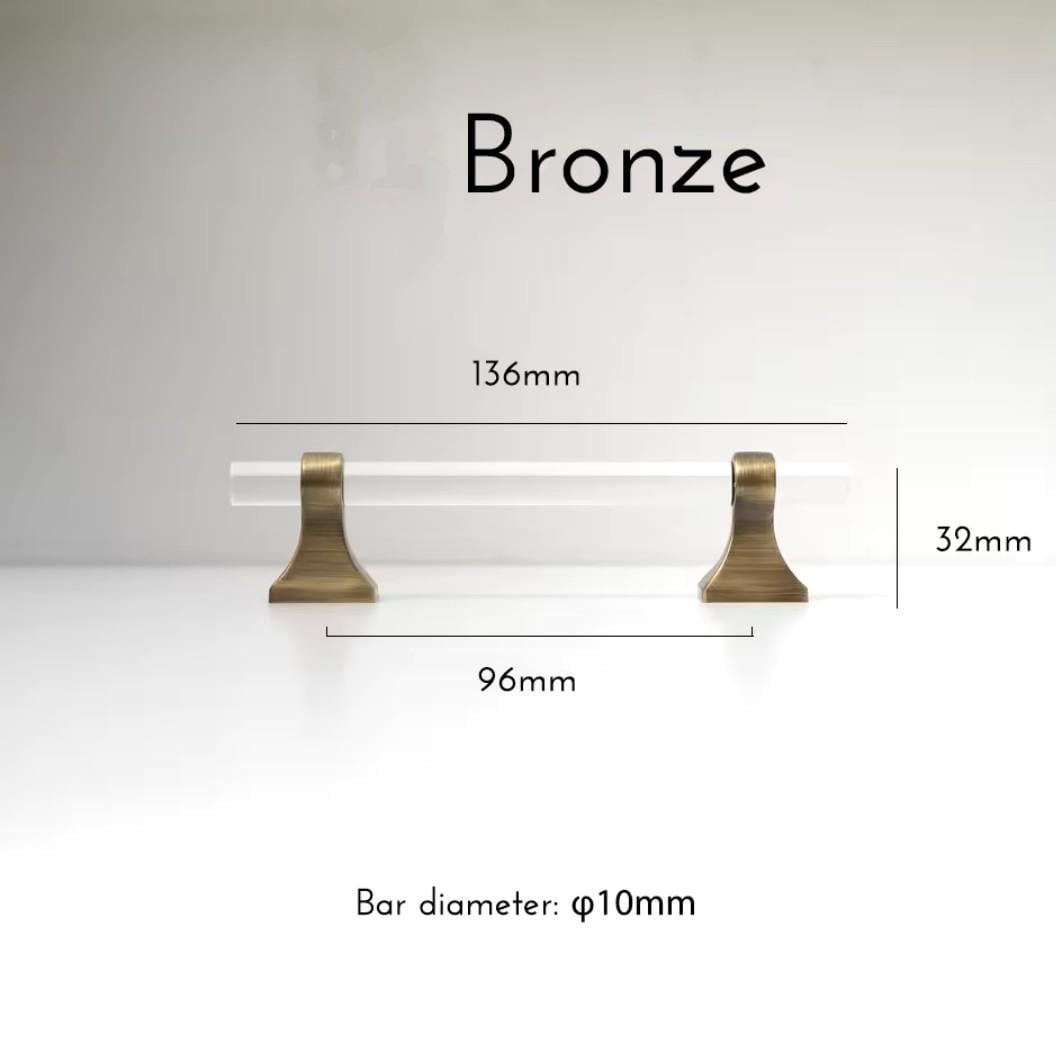 Aged brass and clear lucite cabinet bar pull handle/Acrylic drawer handle/lucite furniture hardware/brass transparent resin cabinet handle