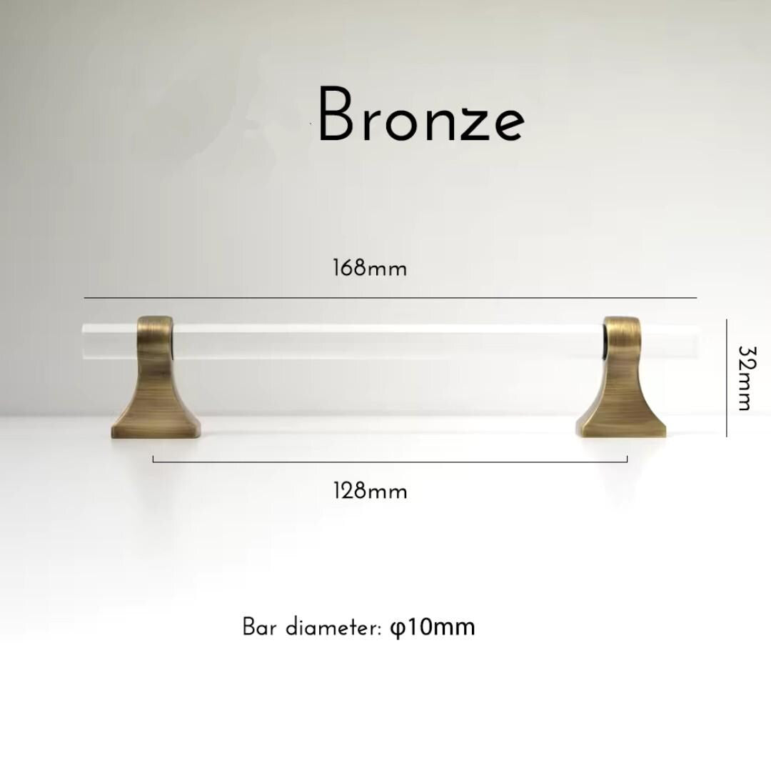 Aged brass and clear lucite cabinet bar pull handle/Acrylic drawer handle/lucite furniture hardware/brass transparent resin cabinet handle