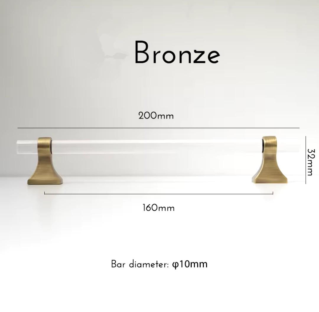 Aged brass and clear lucite cabinet bar pull handle/Acrylic drawer handle/lucite furniture hardware/brass transparent resin cabinet handle