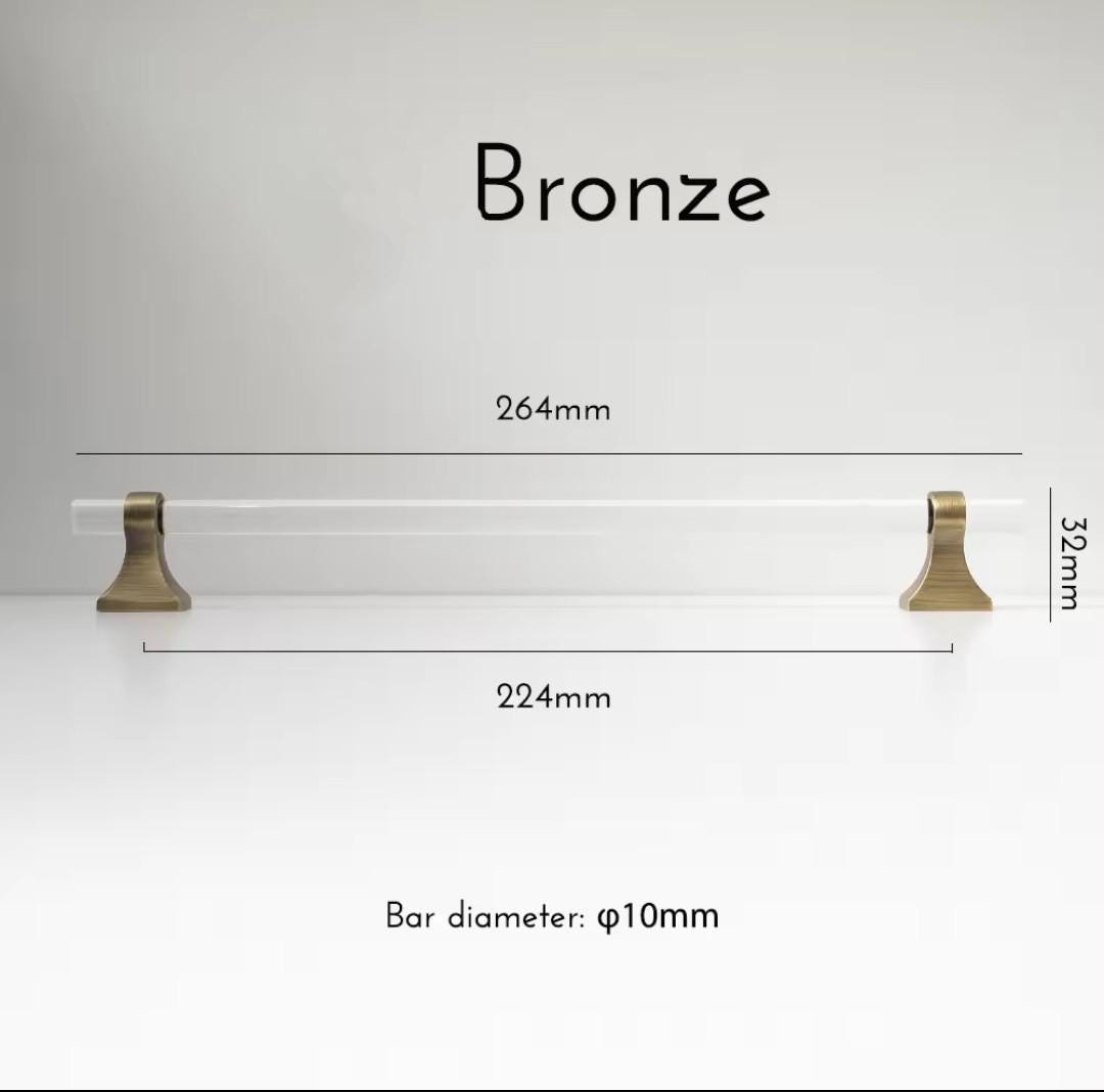 Aged brass and clear lucite cabinet bar pull handle/Acrylic drawer handle/lucite furniture hardware/brass transparent resin cabinet handle