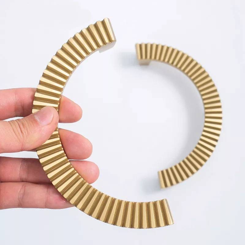 A Pair of large gold cog shaped semi circle door handles/large demi lune cabinet pulls/half circle drawer handles/Gold wardrobe handles