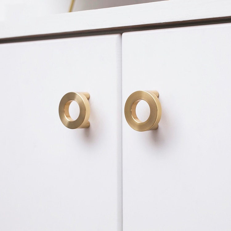 Gold brass circle cabinet handle/O shaped door handle/small circle drawer pull/circle shaped door knob/gold furniture hardware/retro handle