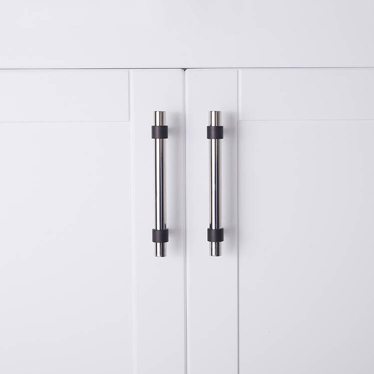 Matte Black and shiny silver stainless steel cabinet bar handle/Silver and black drawer pull/Silver furniture hardware/Monochrome hardware