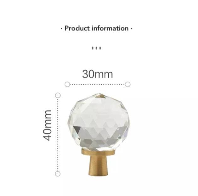 Geometric cut sparkling quartz crystal cabinet pull/Clear crystal drawer knob/Gemstone door handle/crystal hardware/Crystal and brass handle