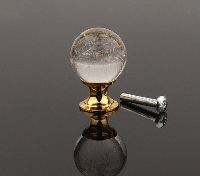 Semi precious stone ball drawer knob/Crystal drawer pull/Round gemstone cabinet handle/Amethyst door knob/Quartz crystal handle/Jade handle
