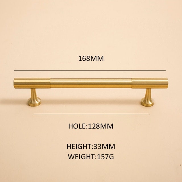 Matte gold brass bar handle/bar handle with a line pattern/brushed metal cabinet handle/home improvement hardware/kitchen cabinet handle