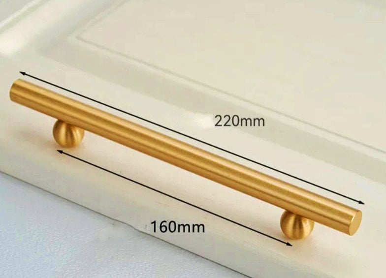 Gold brass bar and ball cabinet handle/gold furniture hardware/solid brass drawer pulls/gold kitchen hardware/solid brass door handle/
