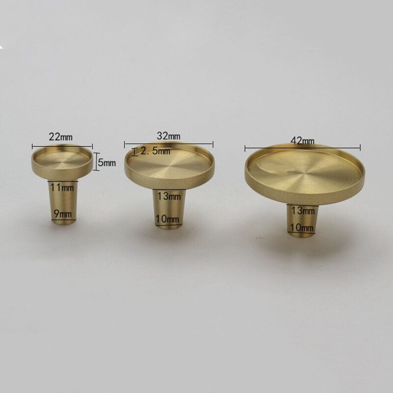 Round craft supply drawer handle for customising in brass or matte black/Black or gold cabinet knobs designed for adding individual inserts