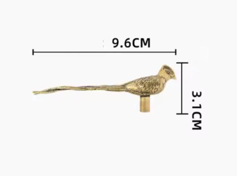 Bird of Paradise Cabinet Pull/Gold Brass Bird Door Handle/Bird shaped drawer handle/gold furniture hardware/Long Tailed Bird Cabinet Handle