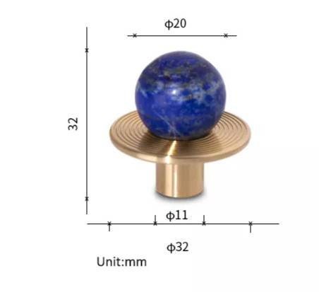 Round colourful semi precious stone ball and brass drawer pull/bright gemstone cabinet handle/Retro style door knob/mcm brass drawer handle