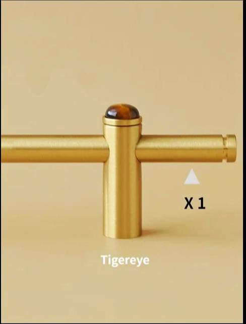 Gold brass and gemstone stud bar handle/Brass and stone drawer pull/Brass hardware for kitchen, bathroom or bedroom/Wardrobe door handle