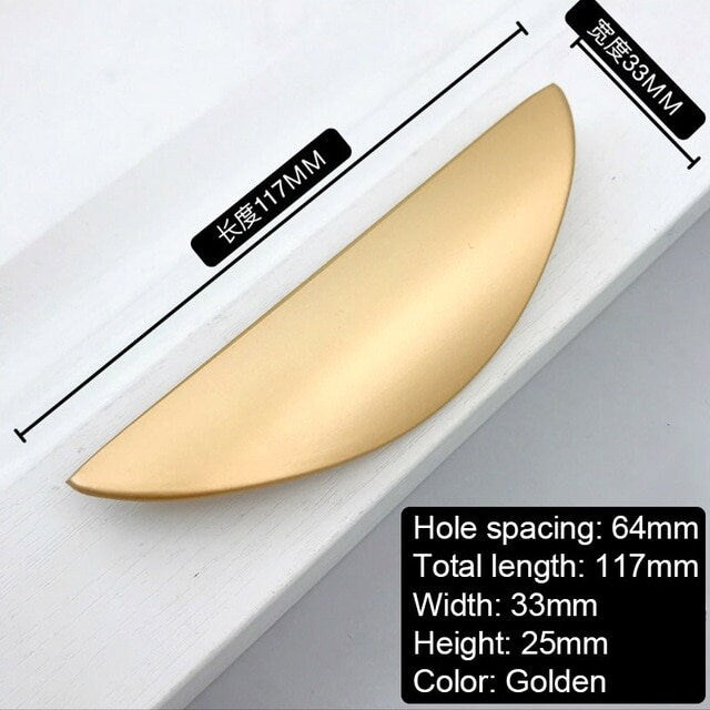 Curved Lip Gold Silver or Black Cabinet Pull/Lip Drawer Pull/Hidden Door Handle/Kitchen Door Pull/Modern Furniture Hardware/Concealed handle