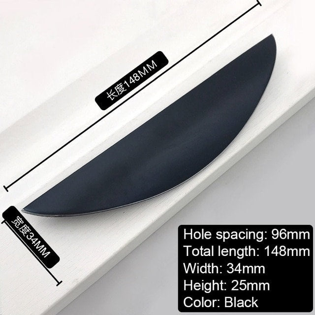 Curved Lip Gold Silver or Black Cabinet Pull/Lip Drawer Pull/Hidden Door Handle/Kitchen Door Pull/Modern Furniture Hardware/Concealed handle
