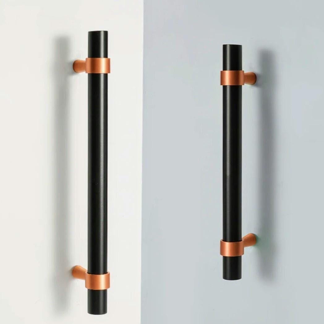 Rose Gold and Black cabinet bar handles/copper and black drawer pull/kitchen hardware/renovation project door handle/rose gold cabinet pulls