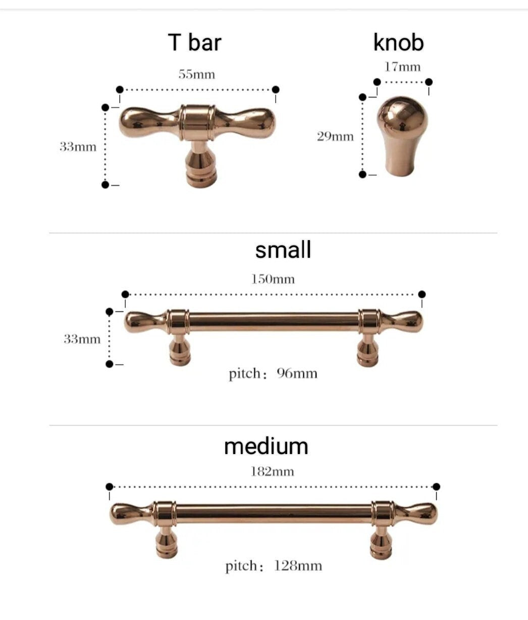 Rose gold cabinet bar handles/Sleek shiny copper cabinet Pull/Modern rose gold door handle/Brass furniture hardware/Kitchen drawer handle
