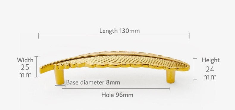 Guardian angel feather design cabinet handle/Gold or Silver bird feather drawer pull/Floating feather door handle/Gold furniture hardware