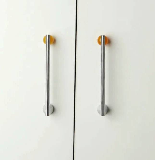 Silver geometric bar handle for kitchen bedroom or bathroom makeover/mid century drawer pull/bright coloured door furniture/stone door knob