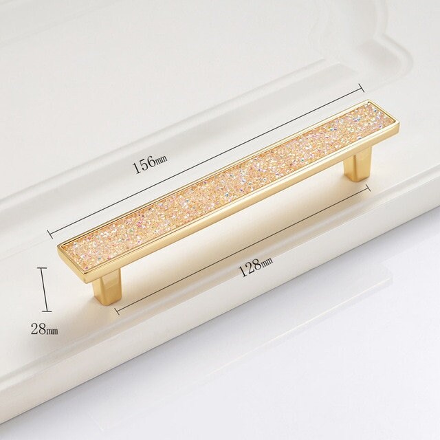 Gold iridescent rainbow crystal cabinet handle/Glittery angel aura quartz drawer pull/crystal furniture hardware/shiny gemstone door handle