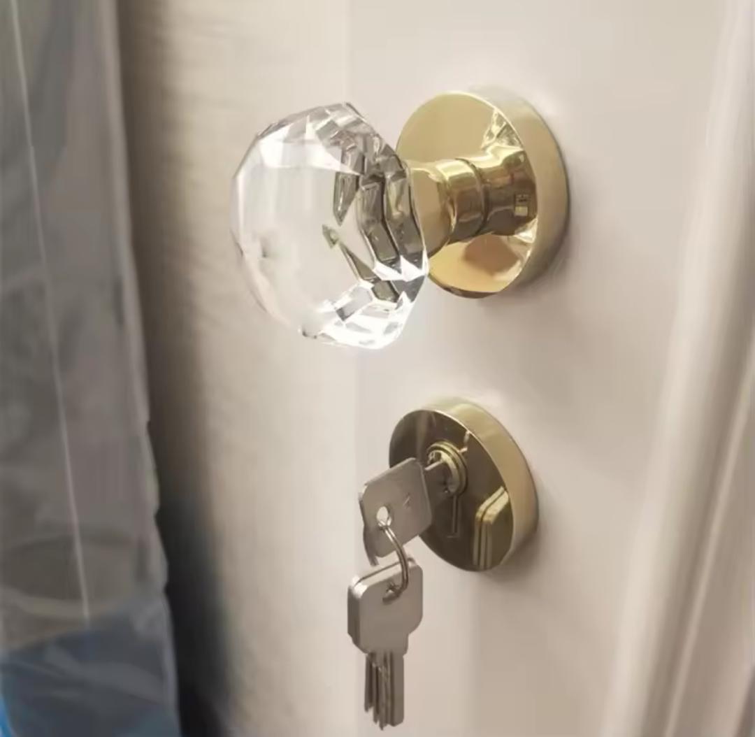 Large Crystal Interior Door Mortise Lock Handles/Luxury Interior Door Knobs/Crystal Door Handles/Crystal Furniture Hardware/Interior Handles