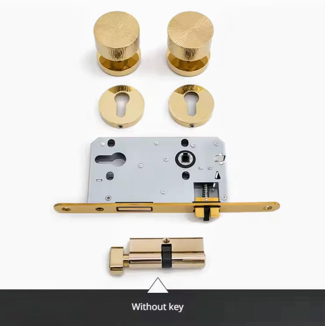 Solid Brass Interior Door Mortise Lock Handle Set/Gold MCM Style Mortise Door Knob Set/Interior Brass Door Hardware/Brass Door Furniture