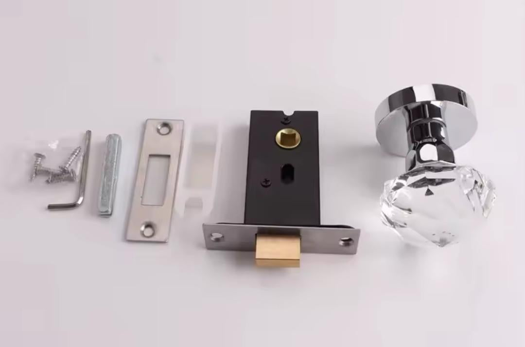 Large Crystal Interior Door Mortise Lock Handles/Luxury Interior Door Knobs/Crystal Door Handles/Crystal Furniture Hardware/Interior Handles