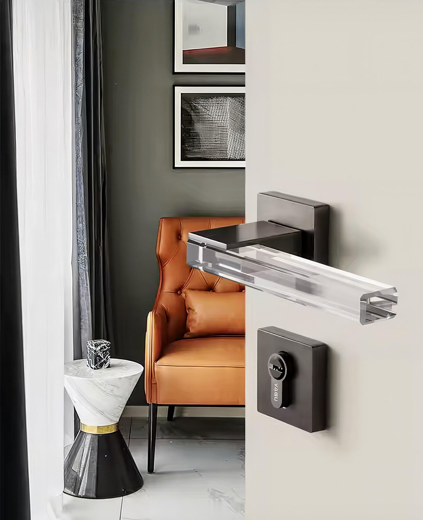 Modern Crystal Interior Door Mortise Lock Handle Set/Luxury Interior Door Knob Set/Interior Gemstone Door Hardware/Brass Door Furniture