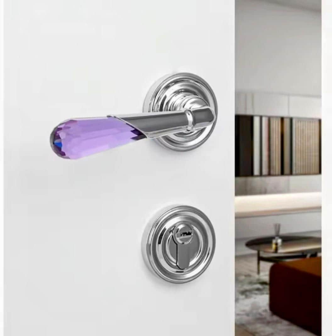 Quartz Crystal Interior Door Mortise Lock Handle Set/Luxury Interior Door Knob Set/Interior Gemstone Door Hardware/Brass Door Furniture