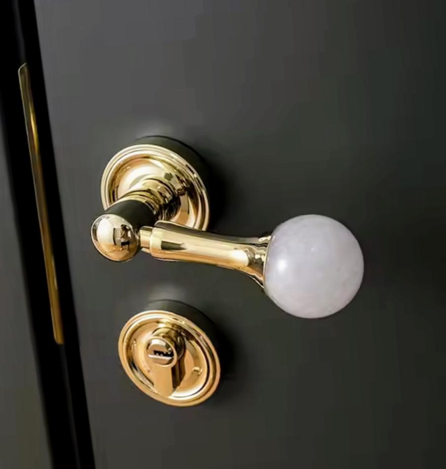 Gold Brass Crystal Interior Door Mortise Lock Handle Set/Luxury Interior Door Knob Set/Interior Gemstone Door Hardware/Brass Door Furniture