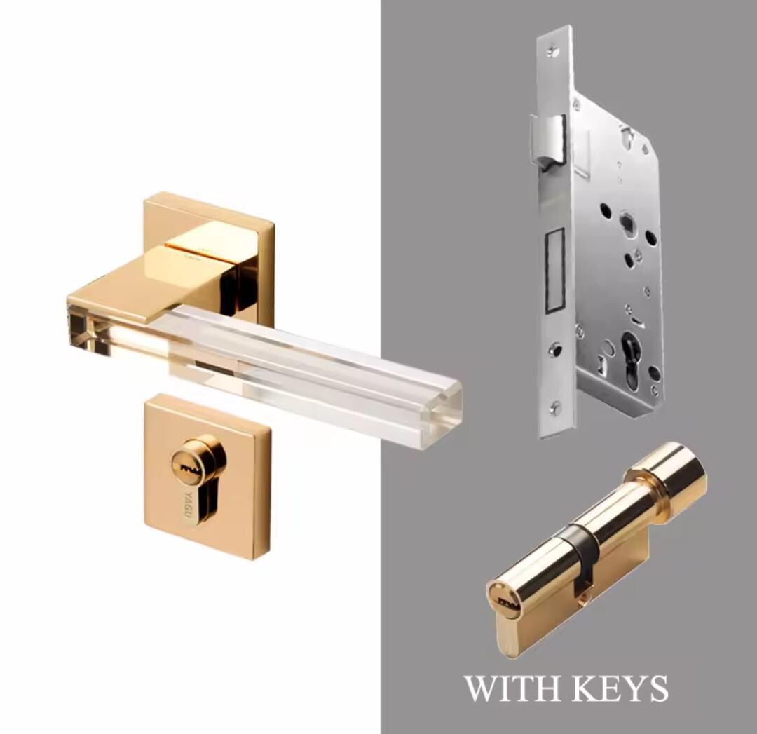 Modern Crystal Interior Door Mortise Lock Handle Set/Luxury Interior Door Knob Set/Interior Gemstone Door Hardware/Brass Door Furniture