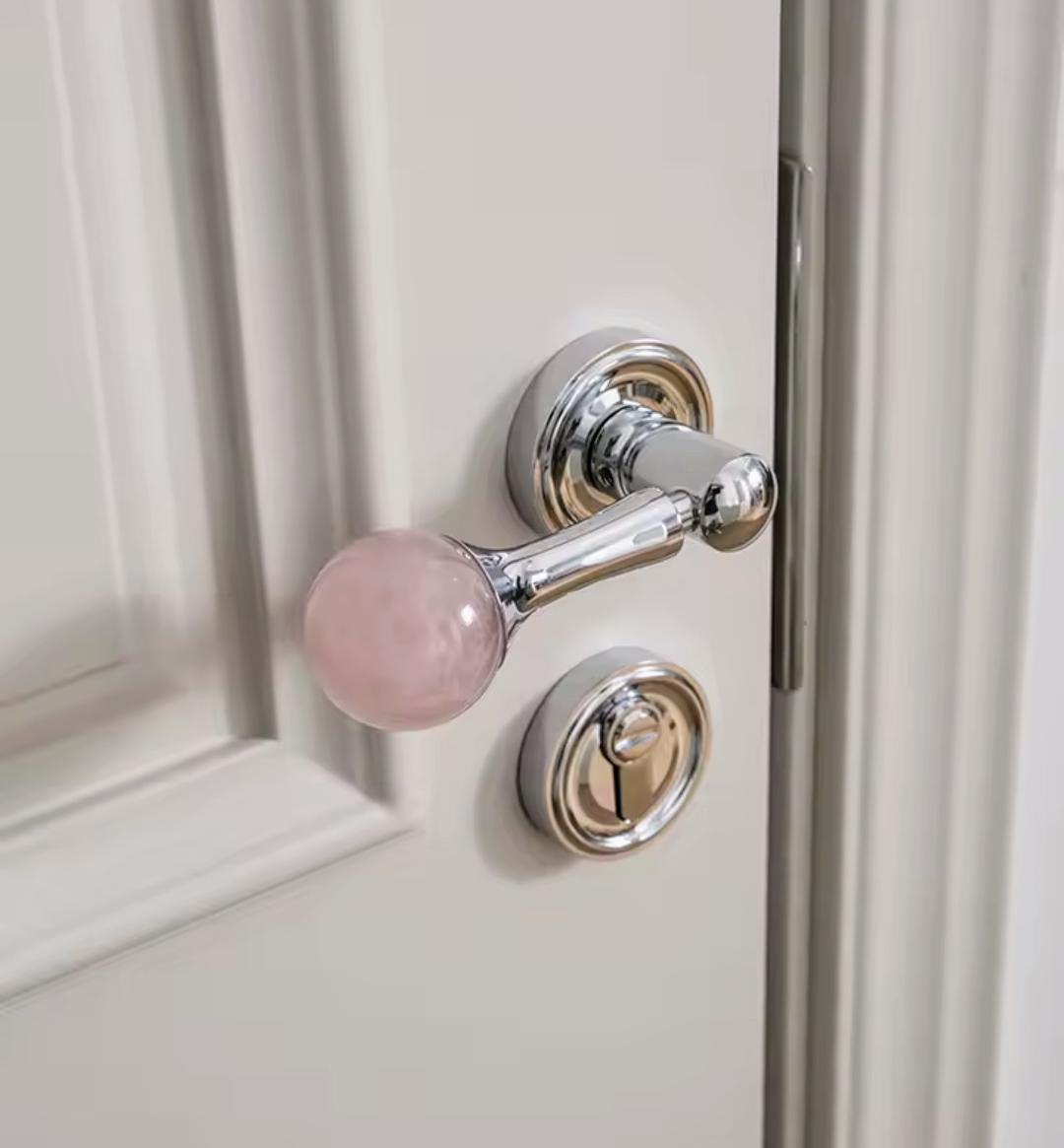 Silver Crystal Interior Door Mortise Lock Handle Set/Luxury Interior Door Knob Set/Interior Gemstone Door Hardware/Brass Door Furniture