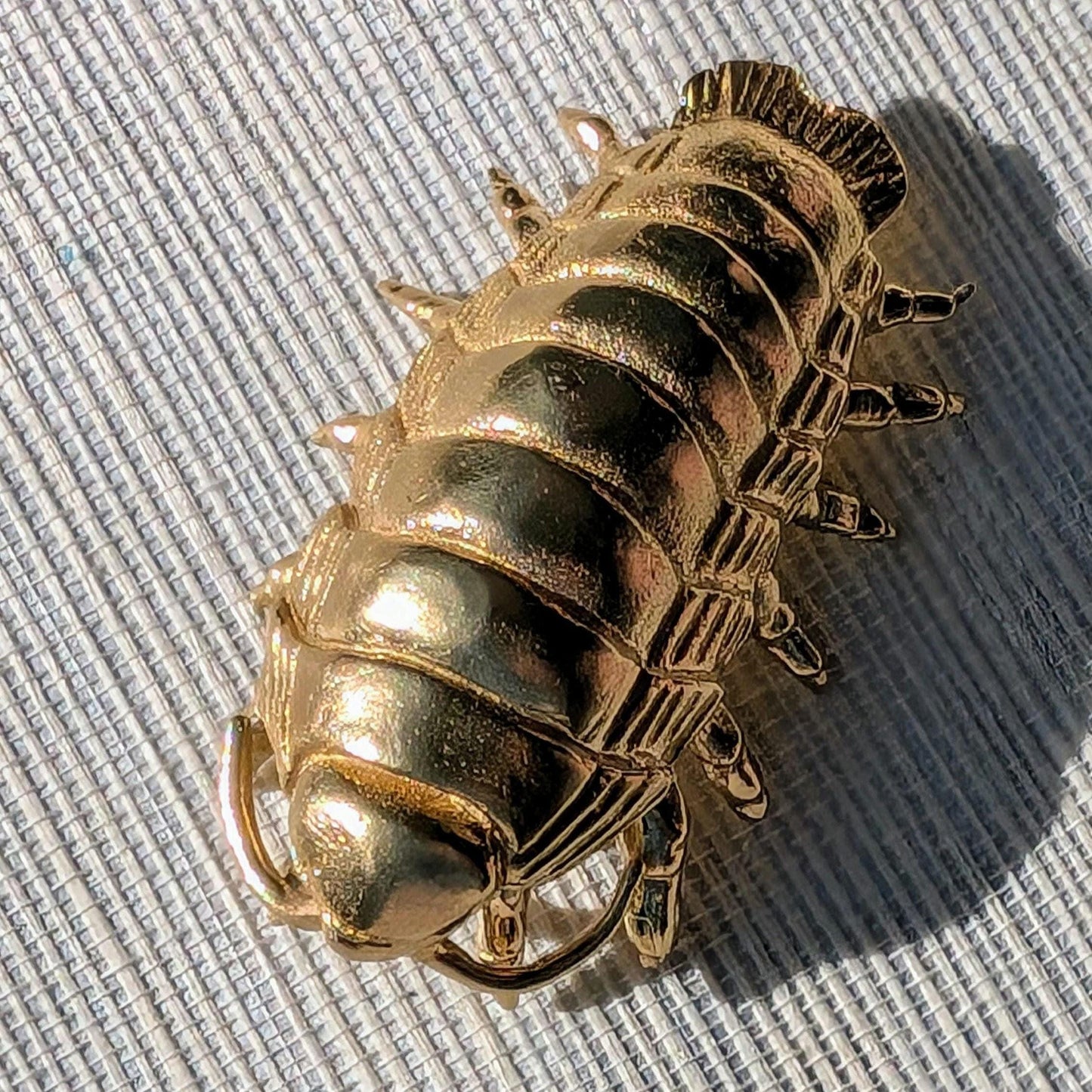Brass Woodlouse Cabinet Pull: Gold Isopod Door Knob