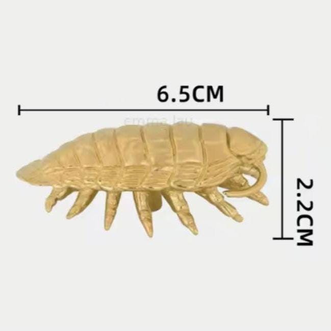 Brass Woodlouse Cabinet Pull: Gold Isopod Door Knob