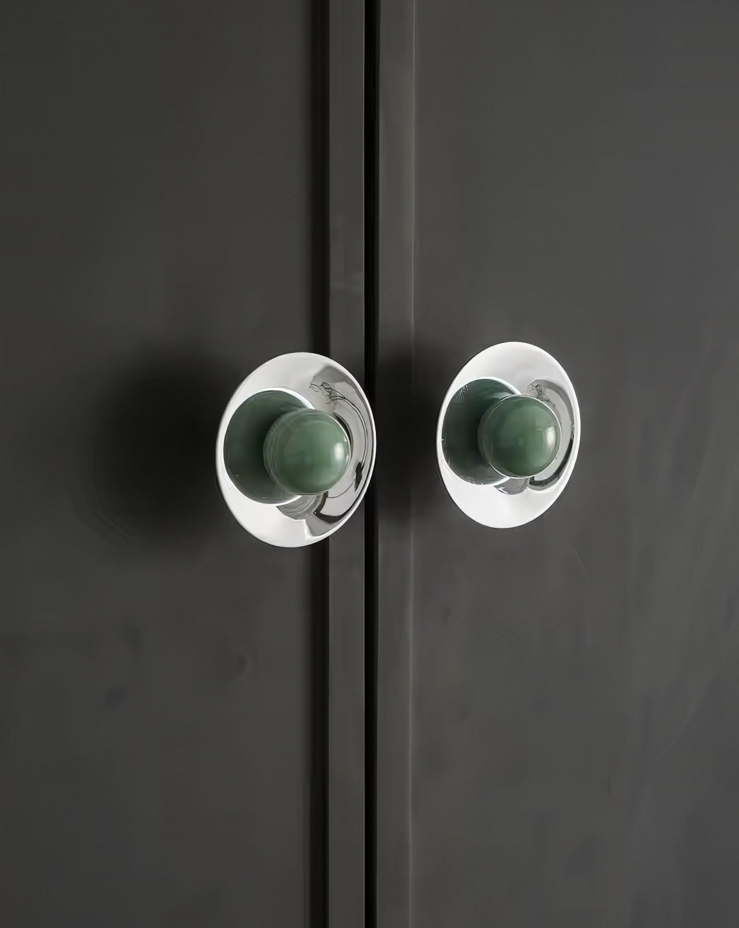 Atomic Style Silver Chrome and Gemstone Drawer Handle: Mid-Century Modern Cabinet Pull