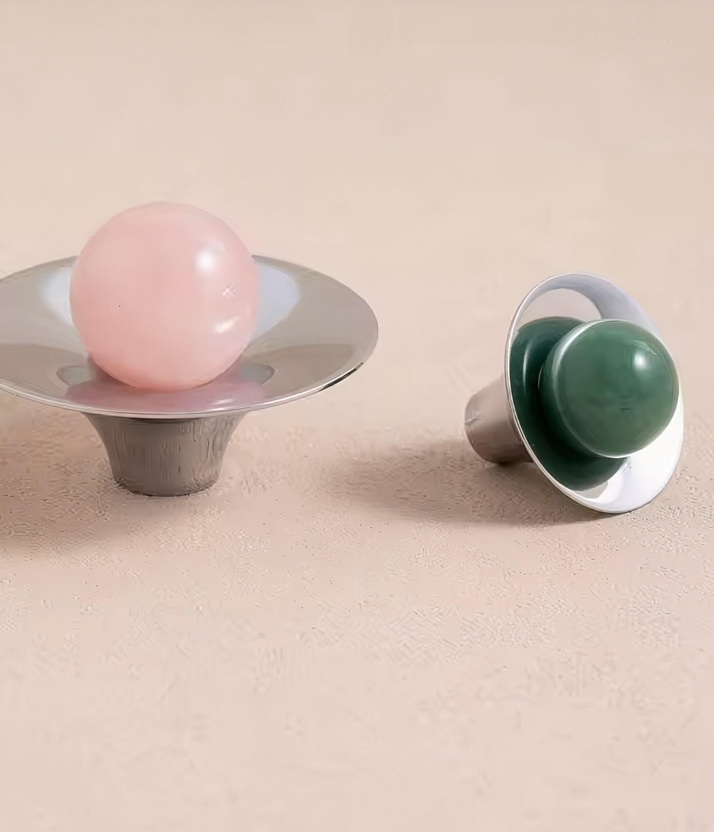 Atomic Style Silver Chrome and Gemstone Drawer Handle: Mid-Century Modern Cabinet Pull