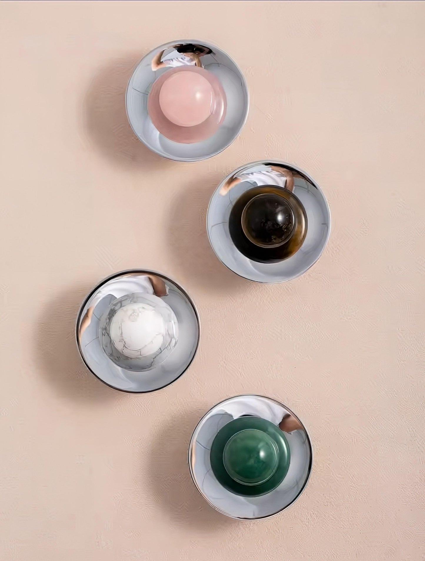 Atomic Style Silver Chrome and Gemstone Drawer Handle: Mid-Century Modern Cabinet Pull