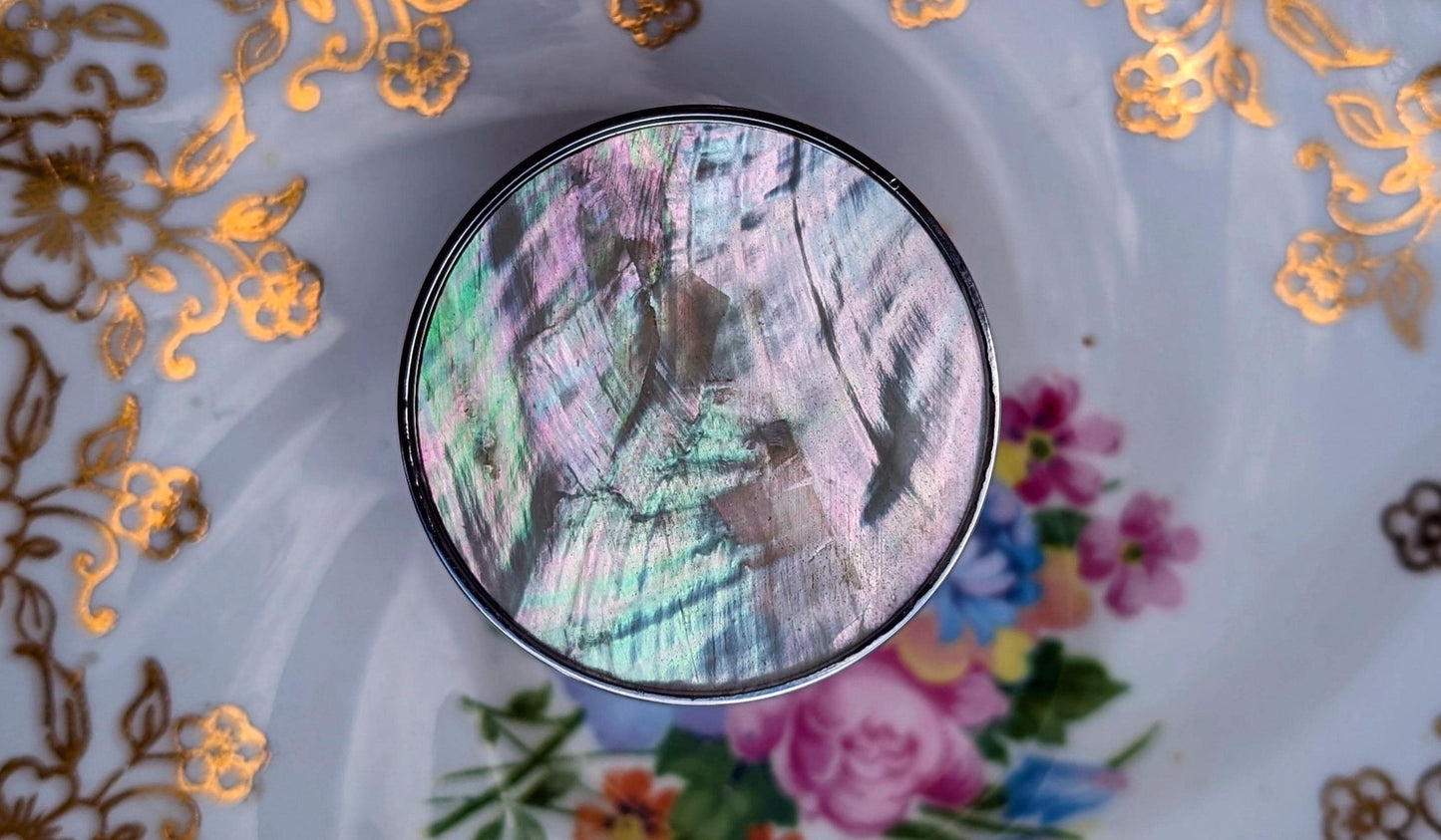 Shiny Silver Blue or White Abalone Shell Cabinet Pull: Art Deco Silver Drawer Knob