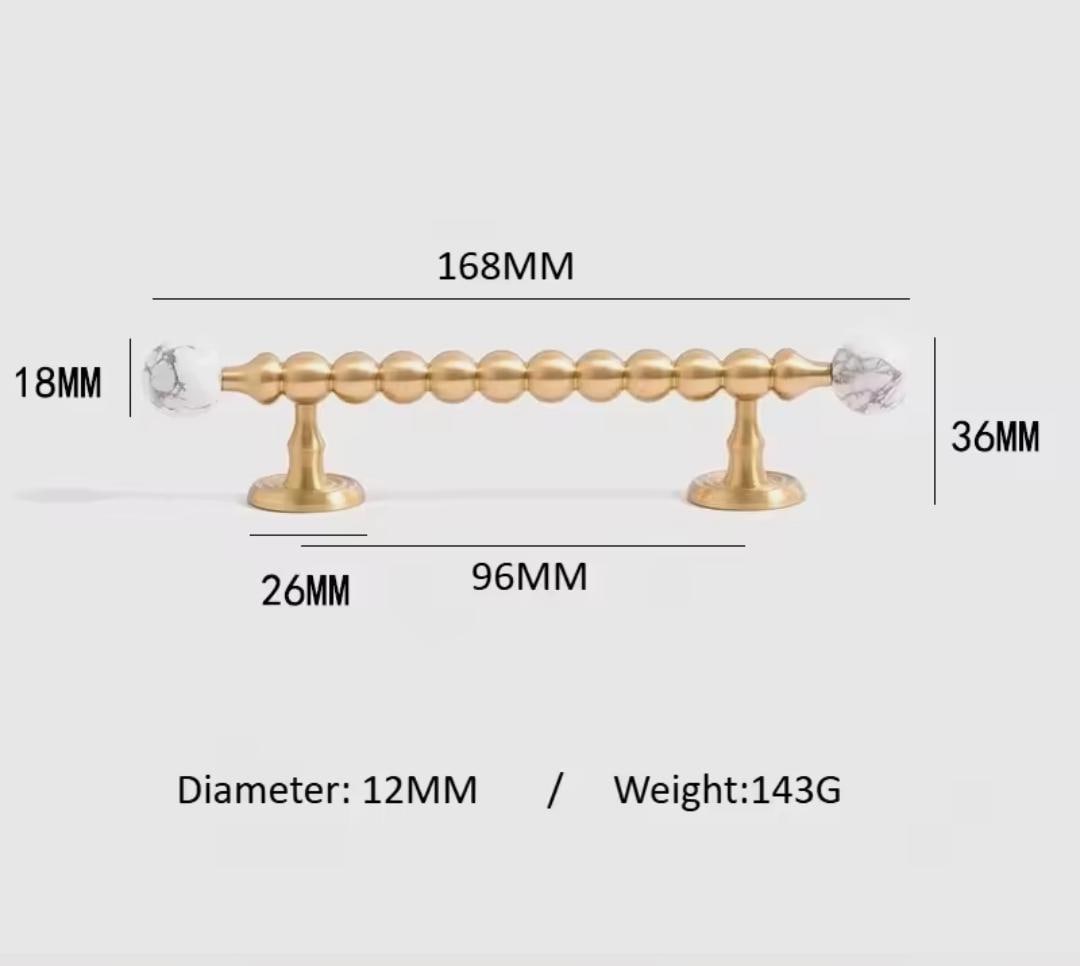 White marble and gold brass cabinet Handle: Bubble Style Drawer Pull modern hardware