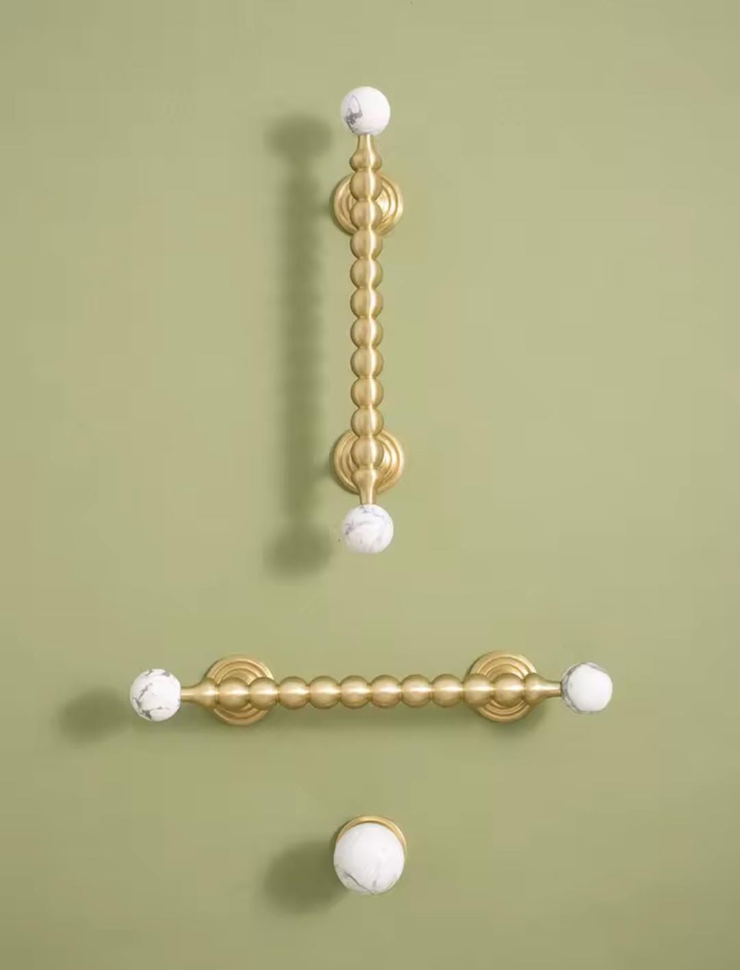 White marble and gold brass cabinet Handle: Bubble Style Drawer Pull modern hardware