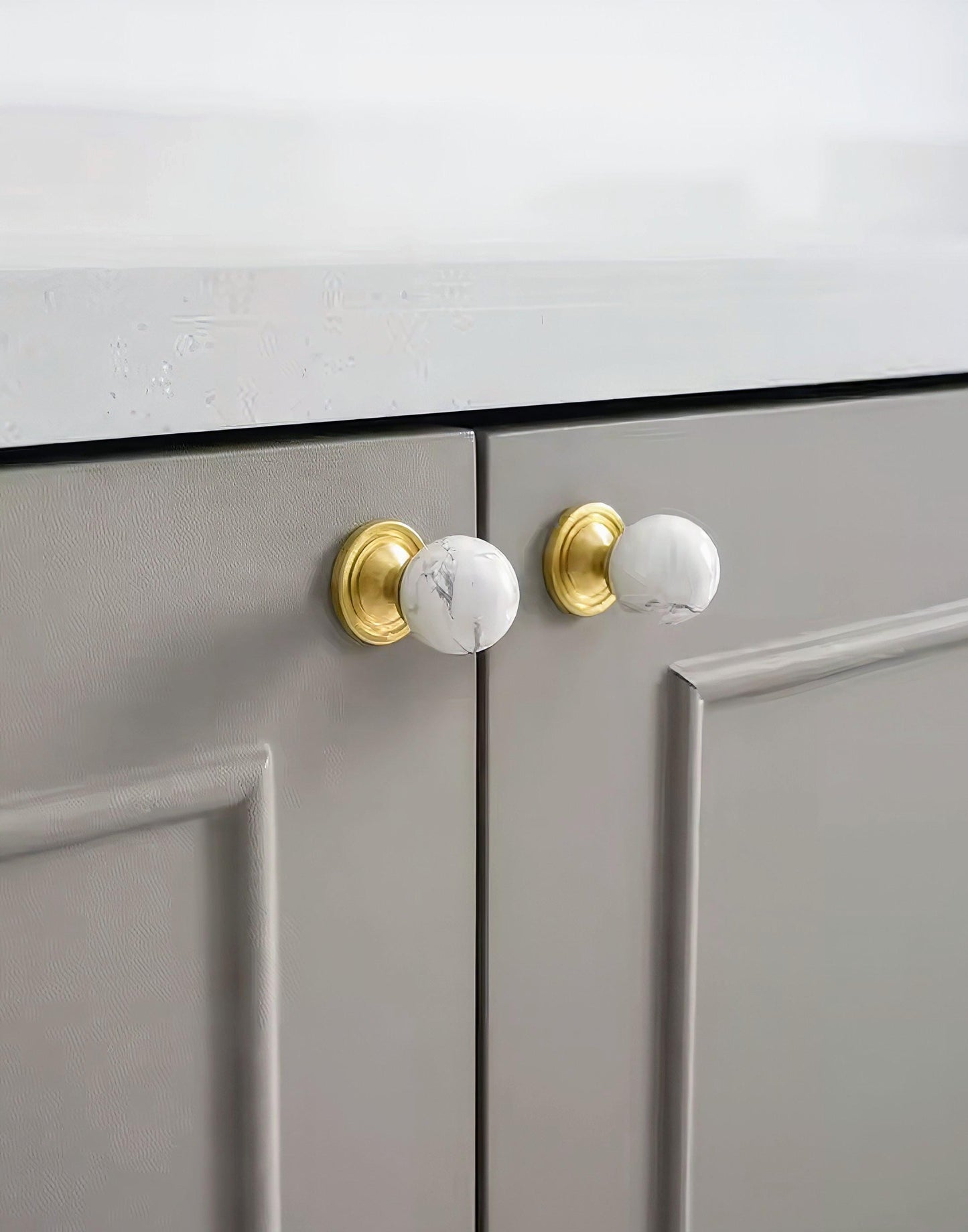White marble and gold brass cabinet Handle: Bubble Style Drawer Pull modern hardware