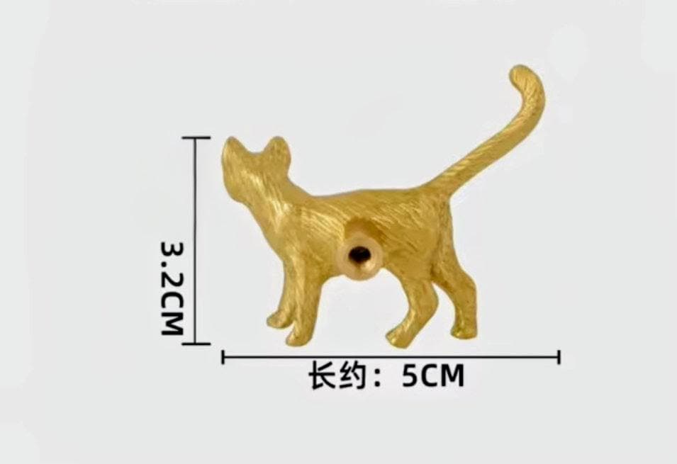 Solid Gold Brass Cat Kitten Cabinet Pull: Quirky Furniture Hardware Unique door knob