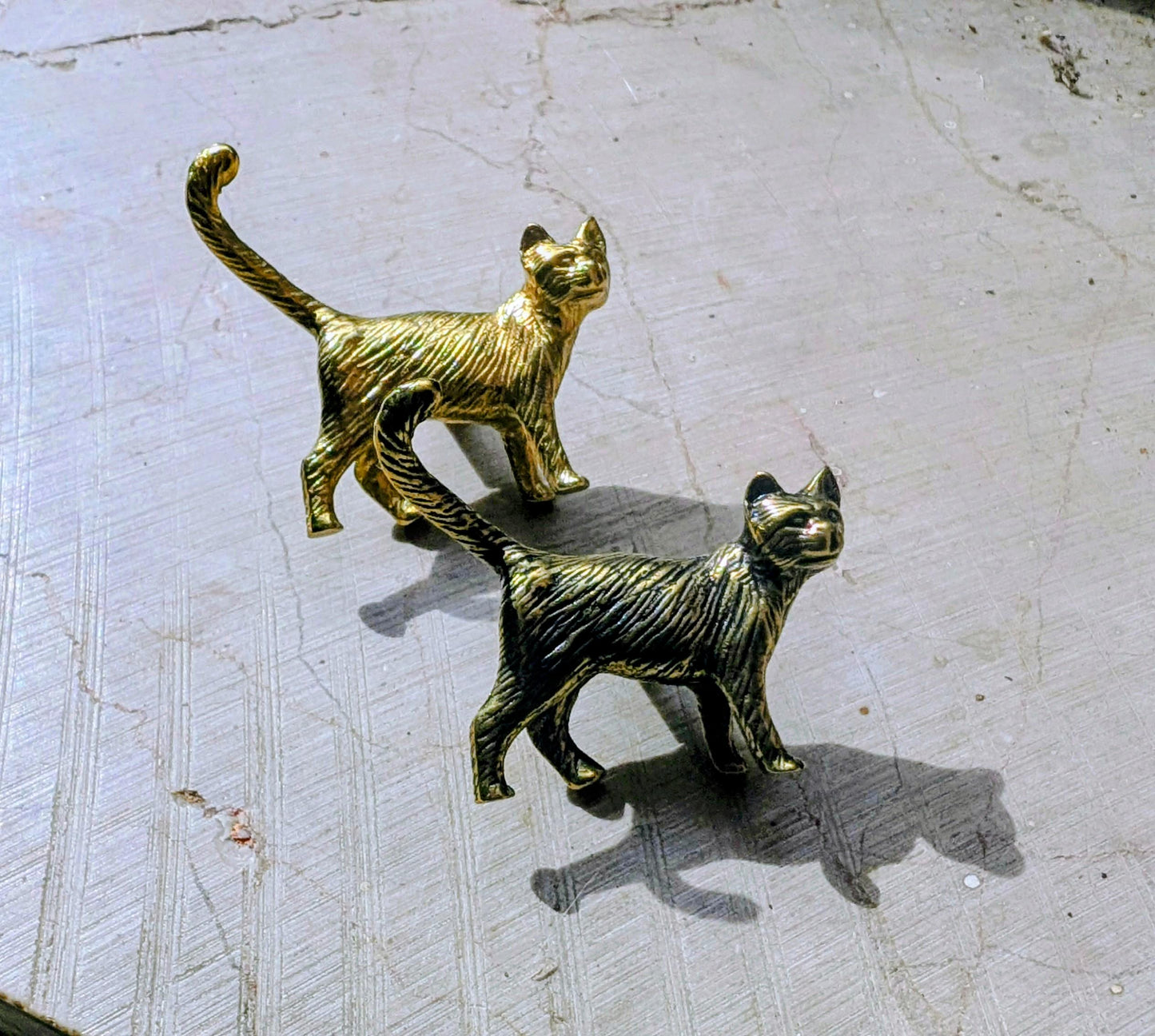 Solid Gold Brass Cat Kitten Cabinet Pull: Quirky Furniture Hardware Unique door knob