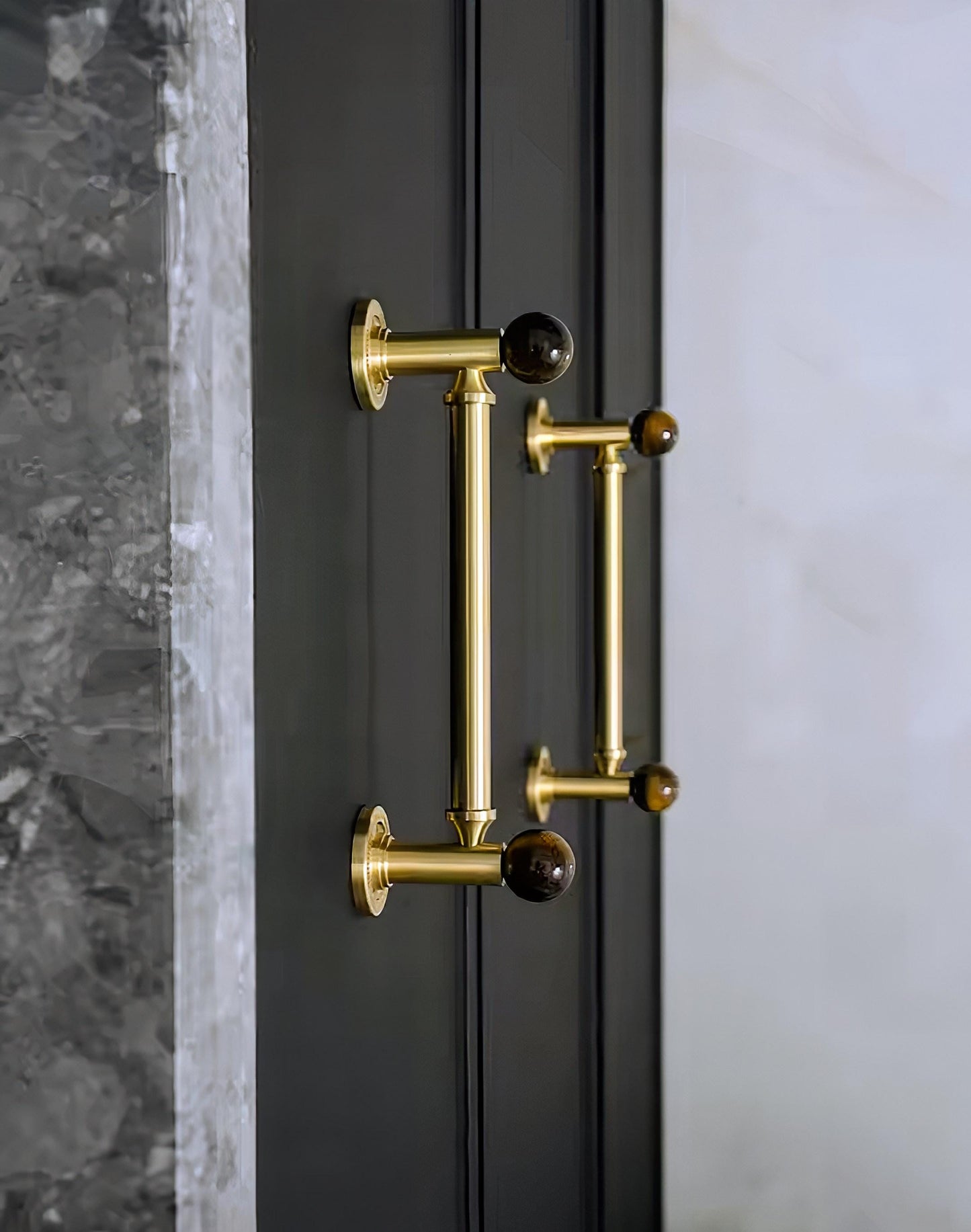 Tiger Eye Gemstone Brass Cabinet Handle: Luxury Gold Drawer Pull