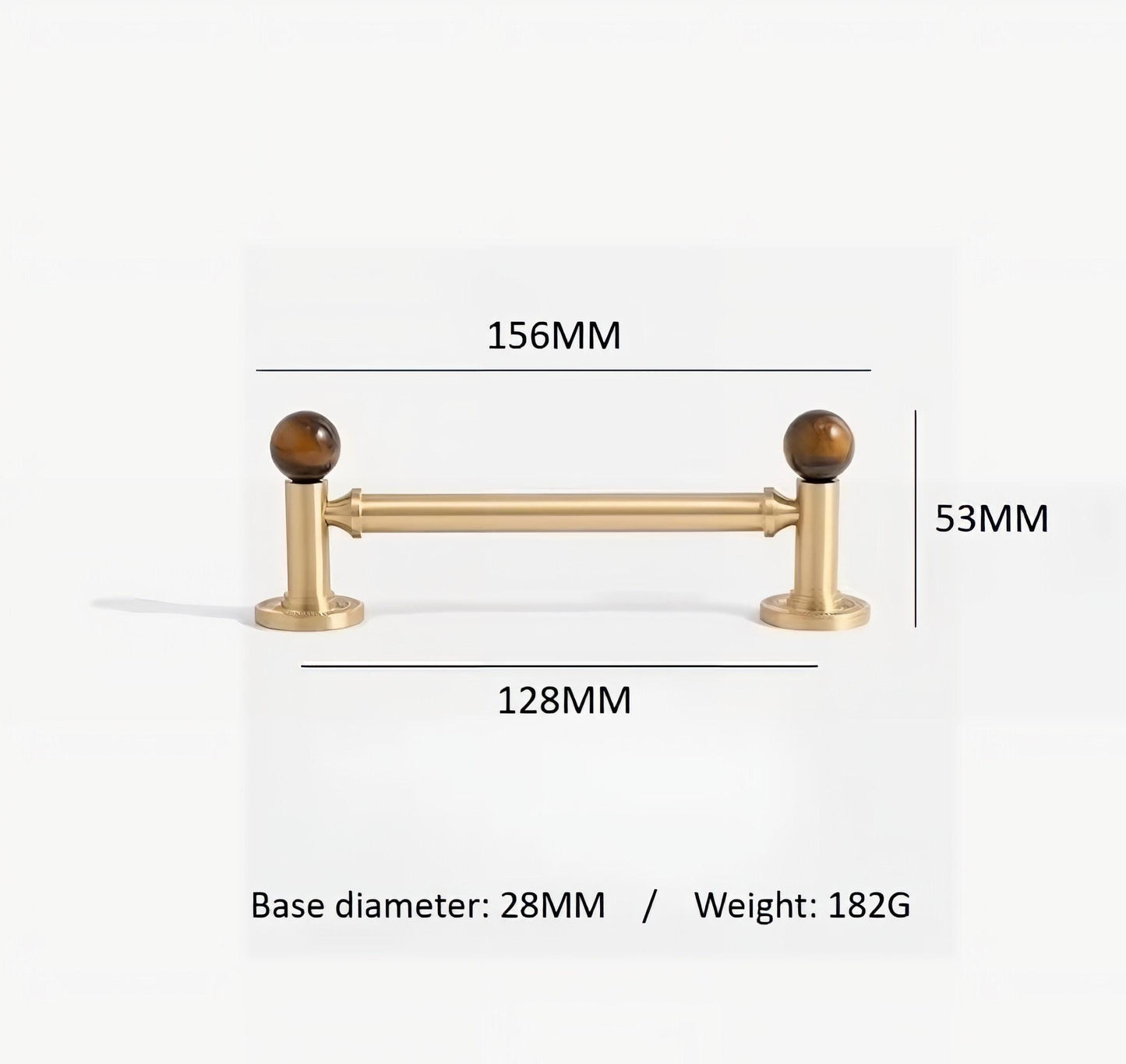 Tiger Eye Gemstone Brass Cabinet Handle: Luxury Gold Drawer Pull