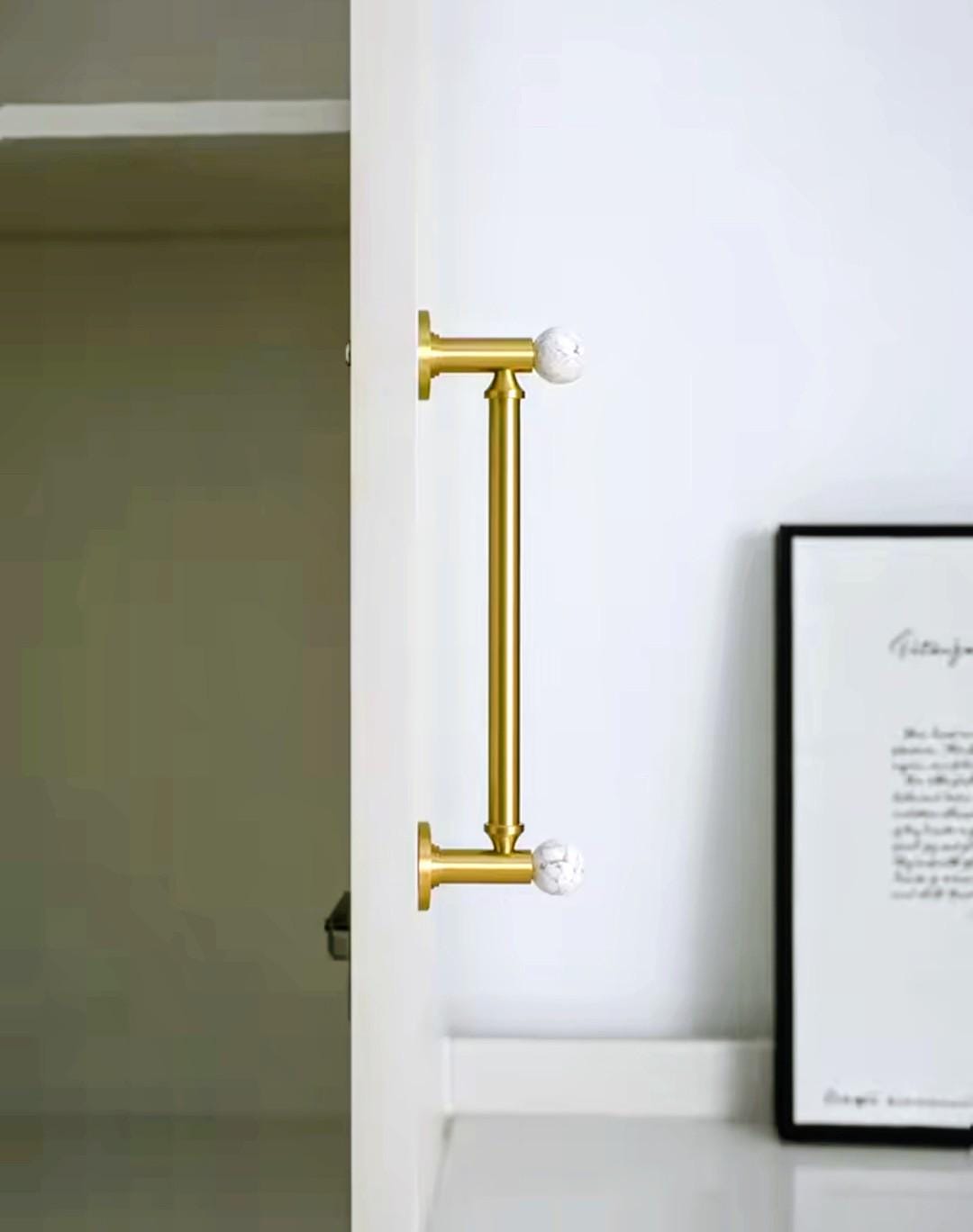 Marble & Brass Cabinet Handle: Luxury Drawer Pull