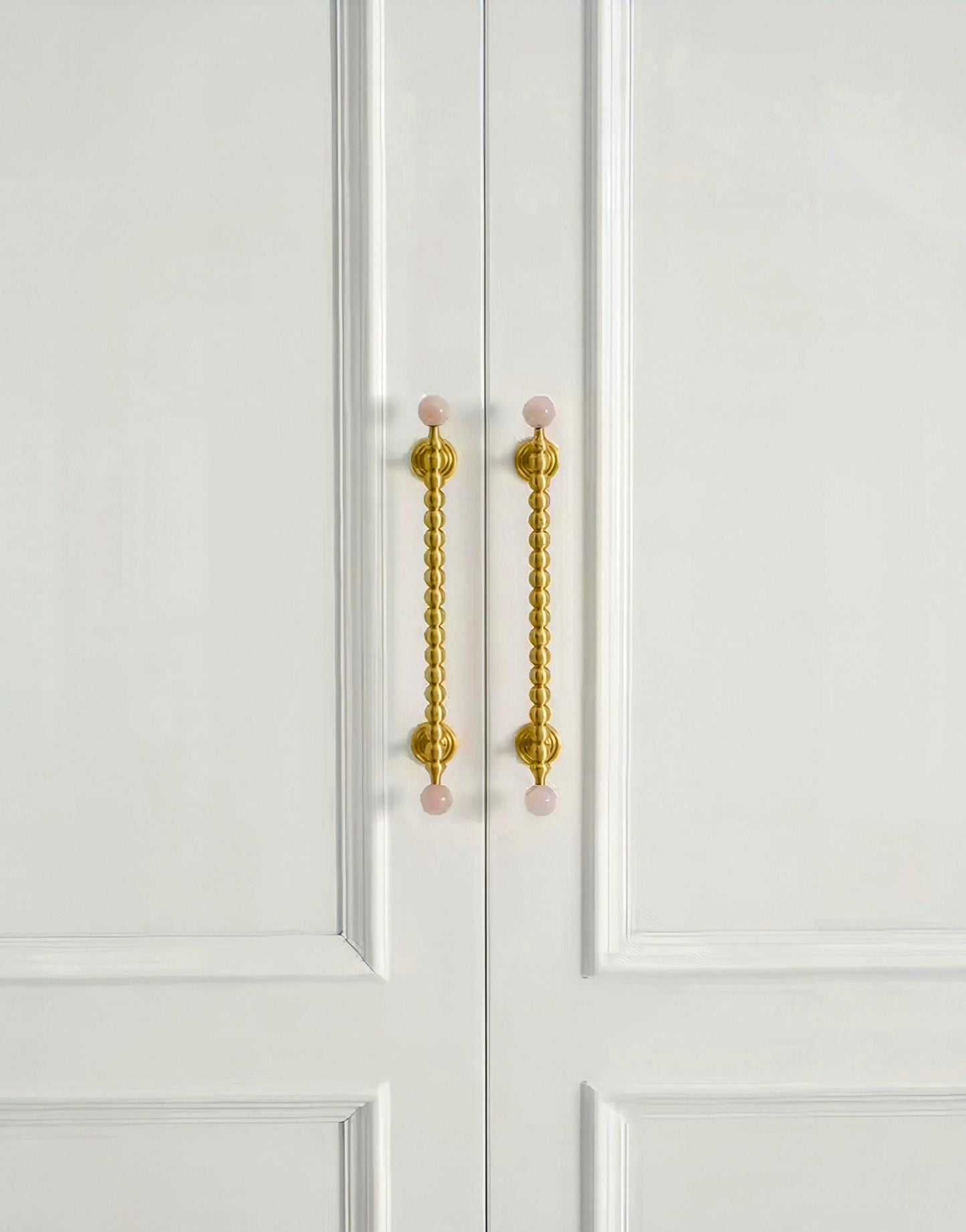 Brass & Pink Quartz Crystal Cabinet Handle: Bubble Style Drawer Pull