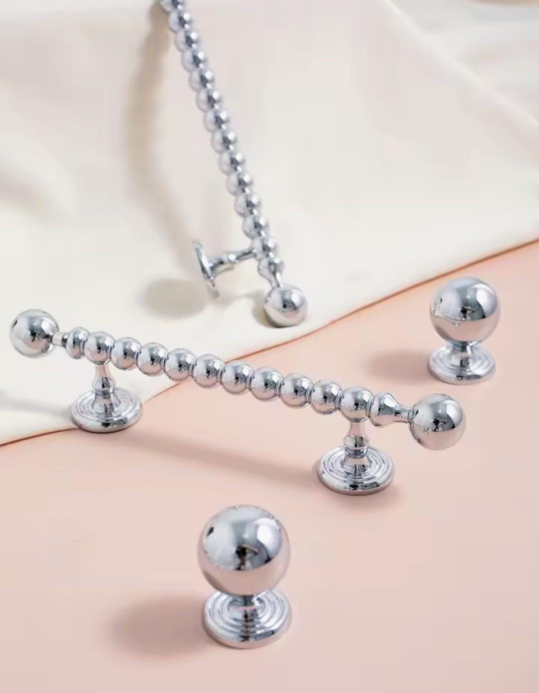 Silver Chrome coated brass cabinet Handle: Bubble Style Drawer Pull modern hardware