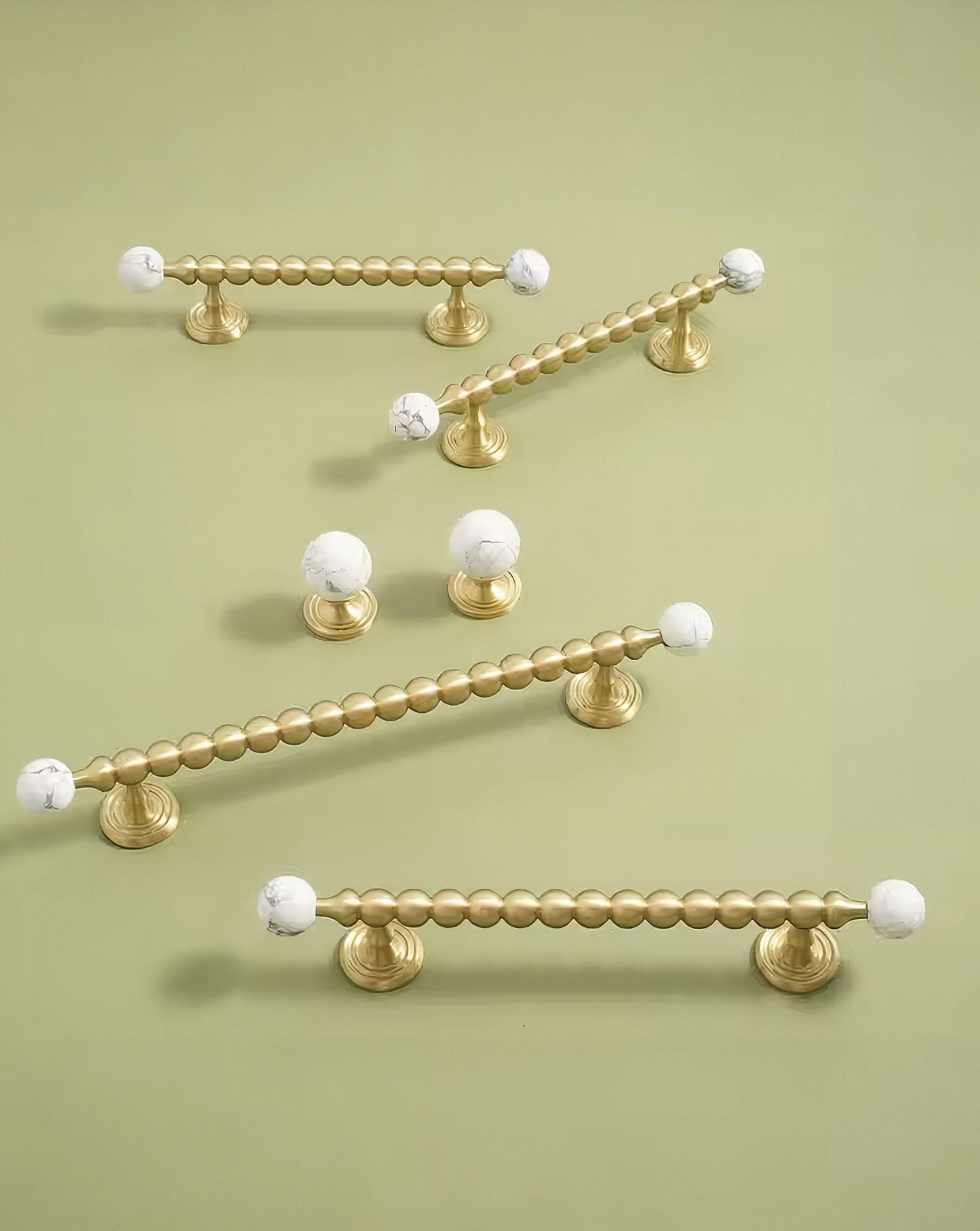White marble and gold brass cabinet Handle: Bubble Style Drawer Pull modern hardware